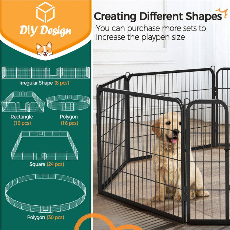 Yaheetech 16 Panel Large Metal Dog Pen Reviews Wayfair